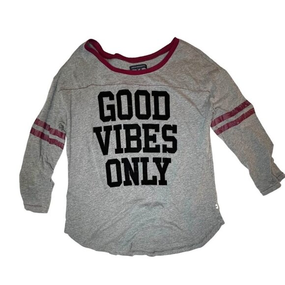 American Eagle Outfitters Tops - AE Good Vibes Only Baseball Tee Size L